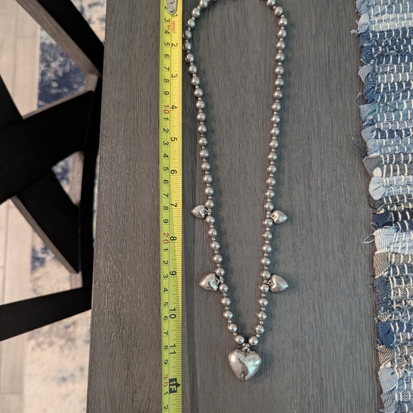 ✨ Vintage Sterling Silver Puffy Heart Necklace – 36.26g – Mid-Century Estate ✨ - Picture 3 of 8